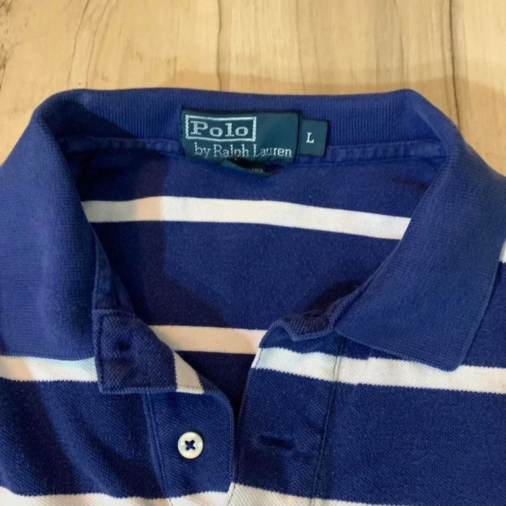 Ralph Lauren navy blue striped polo shirt